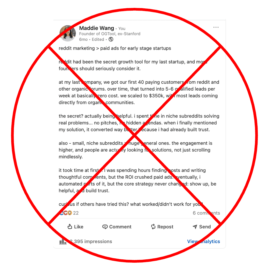 Maddie Salesy LinkedIn Post Example