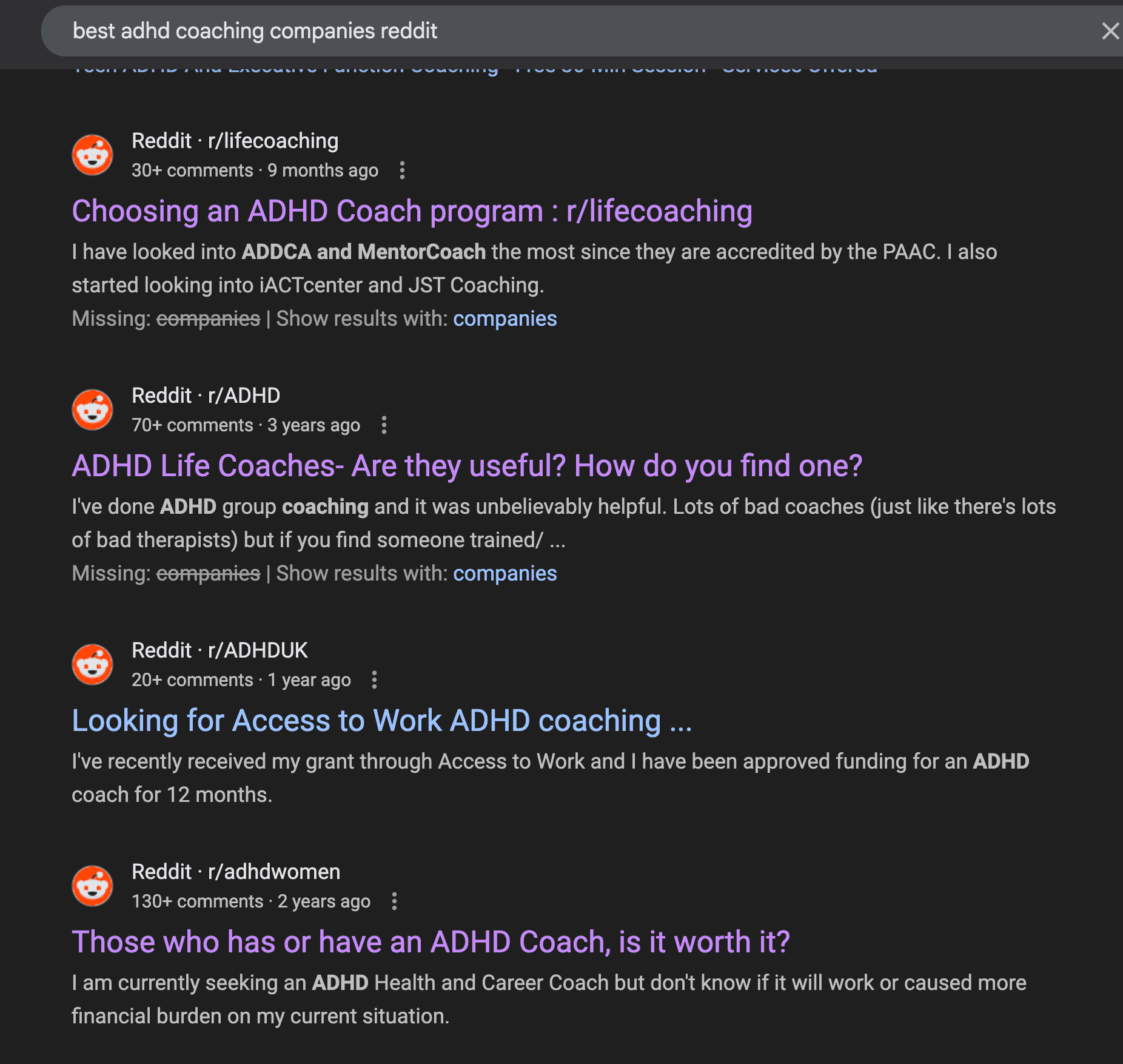 Best ADHD Coaching Companies Reddit Search